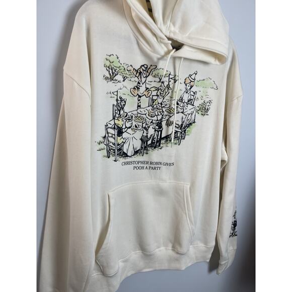 Disney Winnie the Pooh Christopher Robin Bday Party Sweatshirt Hoodie Ivory XL - Picture 4 of 13